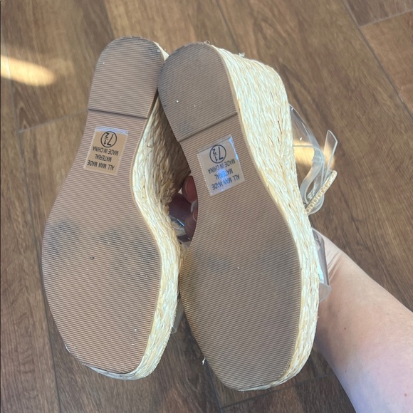 Delicious Beige Wedge Sandals with Clear Straps - Picture 4 of 4